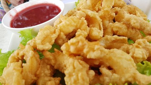 Close-up of food served in plate