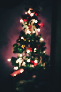 Close-up of christmas tree at night