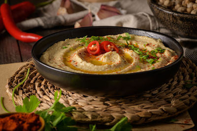 Close-up of food in bowl on table