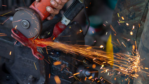 Man working on display