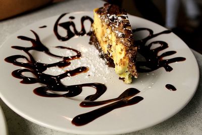 Close-up of cake in plate
