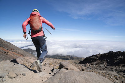 One person running down from pico de orizaba in mexico