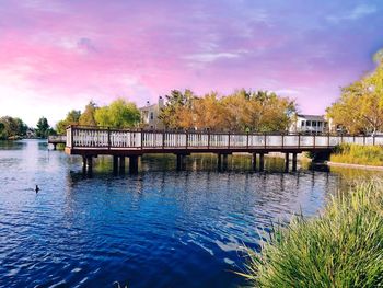 Bridge over river against sky