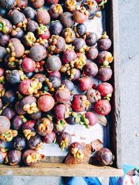 High angle view of fruits for sale