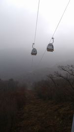 Overhead cable car against sky