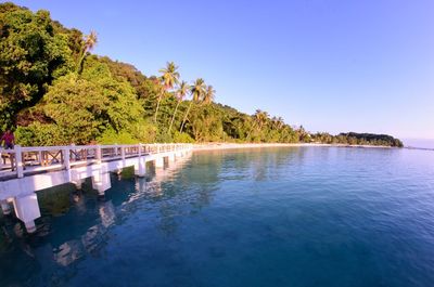 Scenic view of swimming pool against clear sky