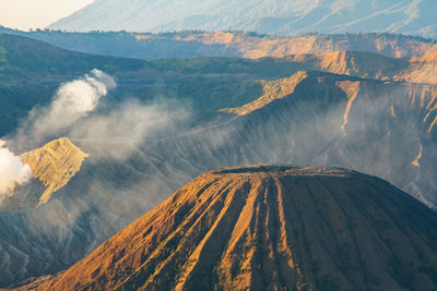 Sunrise at mount bromo volcano, the magnificent view national park, east java, indonesia.