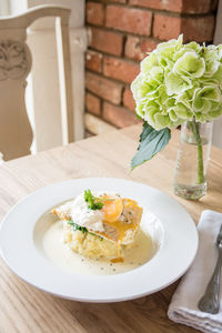 High angle view of food on table