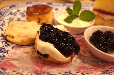 Close-up of breakfast on table