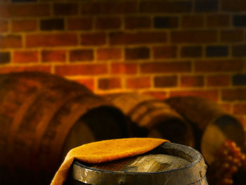 Close-up of beer in container