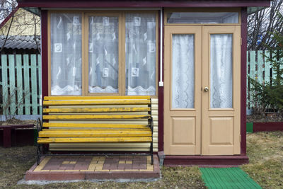 Closed door of building