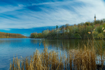 Scenic view of lake against sky