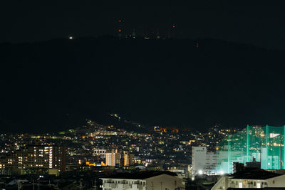 Illuminated cityscape at night
