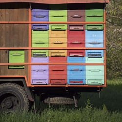 Multi colored pencils on field