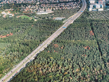 Aerial view of landscape and cityscape