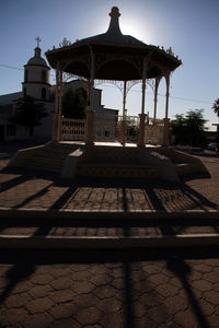 View of temple building against clear sky