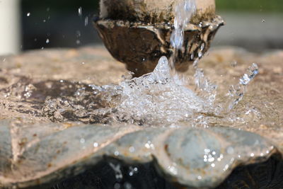 Close-up of water falling from fountain