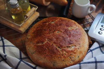 The sourdough bread on the table