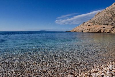 Scenic view of sea against blue sky