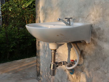 Close-up of sink outdoors