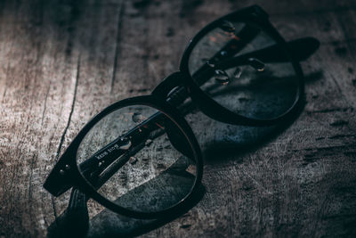 High angle view of sunglasses on table