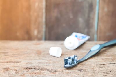 Close-up of objects on table