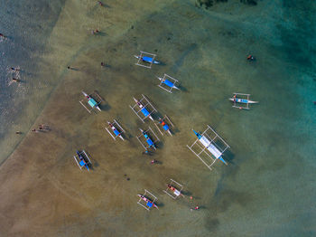 High angle view of water against sky