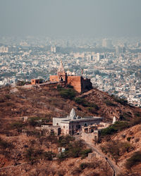 High angle view of buildings in city