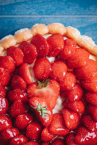 Close-up of chopped strawberries