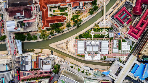 High angle view of cityscape against sky