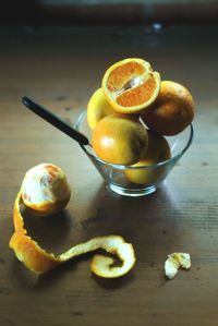 High angle view of fruits on table