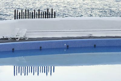 Close-up of swimming pool by sea