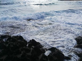 Waves rushing towards shore