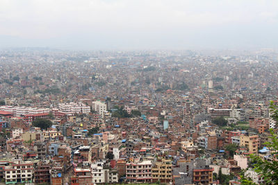 High angle view of townscape against sky