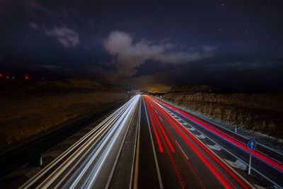 Light trails on highway at night