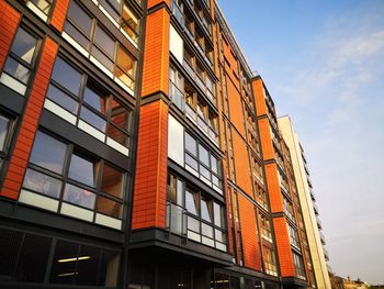 Low angle view of modern building against sky