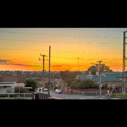 View of city at sunset