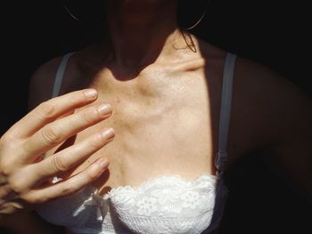 Close-up of woman with hands