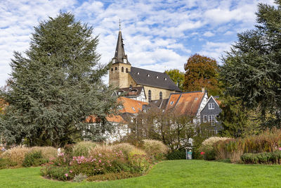 Houses on field