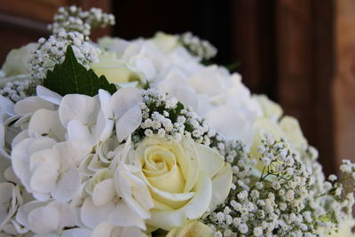 Close-up of white rose bouquet