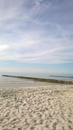 Scenic view of sea against cloudy sky