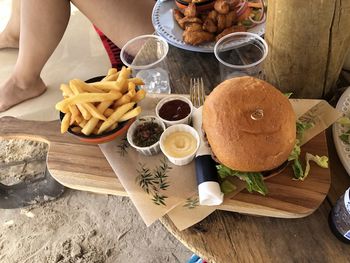 High angle view of food on table