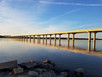 Bridge over river against sky
