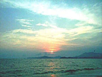 Scenic view of sea against dramatic sky