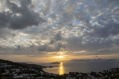 Scenic view of sunset over city