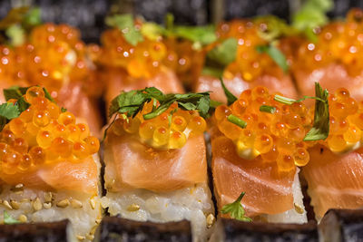 Close-up of sushi served in plate