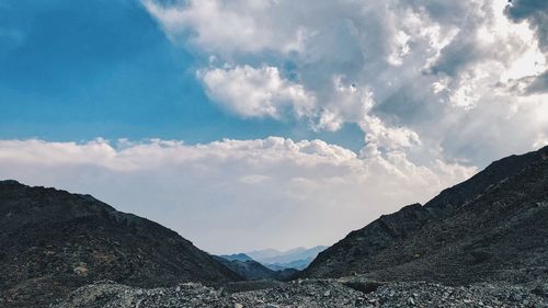 Panoramic view of mountains against sky