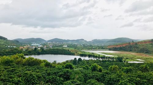 Scenic view of lake against sky