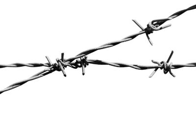 Close-up of barbed wire against clear sky