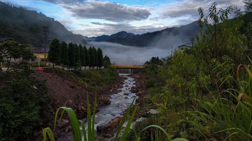 Scenic view of mountains against sky